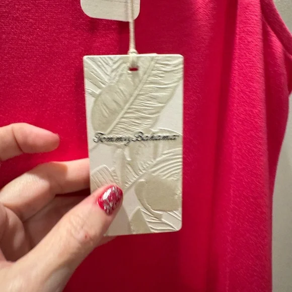 NWT Tommy Bahama Darcy Flounce Dress Glowy Azalea/Vibrant Pink Midi Summer beach
